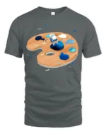 Creative Artistic Astronaut Painter Space Palette Graphic Tshirt - gray t-shirt on white background