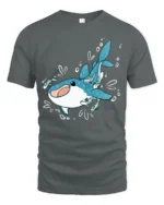 Adorable Whale Shark Ocean Friends Cartoon Graphic Tshirt - gray t-shirt on white background