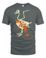 Eco Awareness Bird Skeleton Plastic Pollution Graphic Tee - gray t-shirt on white background