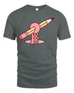 Funny Octopus Tentacle Holding Pencil Drawing Graphic T-shirt - gray t-shirt on white background