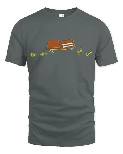 Funny Flying Money Wallet Financial Humor Graphic Tee - gray t-shirt on white background