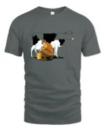 Authentic Traditional Farmer Hand Milking Cow Udder Tee - gray t-shirt on white background