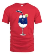 Creative Dreamy Starry Night Midnight Wine Glass Graphic Tshirt - red t-shirt on white background