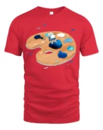 Creative Artistic Astronaut Painter Space Palette Graphic Tshirt - red t-shirt on white background