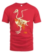 Eco Awareness Bird Skeleton Plastic Pollution Graphic Tee - red t-shirt on white background