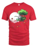 Cute Cat Fishing On Floating Island Full Moon Graphic Tee - red t-shirt on white background