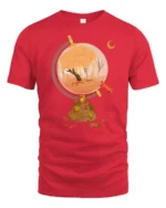 Aesthetic Autumn Globe Fox Nature Landscape Tshirt - red t-shirt on white background