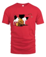 Authentic Traditional Farmer Hand Milking Cow Udder Tee - red t-shirt on white background