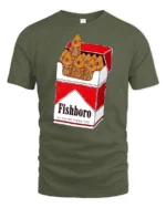 Funny Fishboro 20 Filter Fishettes Vintage Cigarette Tshirt - military green t-shirt on white background