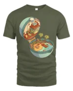 Magical Tropical Island Pokéball Pocket World Graphic Tshirt - military green t-shirt on white background