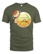 Adorable Cottagecore Frog Potion Bottle Aesthetic Soft Tshirt - military green t-shirt on white background