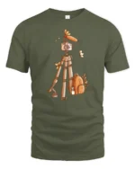 Vintage Aesthetic Camera Gear Forest Adventure Cotton Tshirt - military green t-shirt on white background