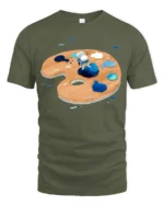 Creative Artistic Astronaut Painter Space Palette Graphic Tshirt - military green t-shirt on white background
