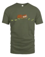 Funny Flying Money Wallet Financial Humor Graphic Tee - military green t-shirt on white background