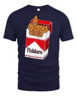 Funny Fishboro 20 Filter Fishettes Vintage Cigarette Tshirt - navy t-shirt on white background