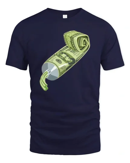 Creative Artistic Toothpaste Squeeze Money Cash Graphic Tshirt - navy t-shirt on white background