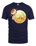 Adorable Cottagecore Frog Potion Bottle Aesthetic Soft Tshirt - navy t-shirt on white background