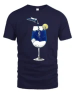 Creative Dreamy Starry Night Midnight Wine Glass Graphic Tshirt - navy t-shirt on white background