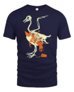 Eco Awareness Bird Skeleton Plastic Pollution Graphic Tee - navy t-shirt on white background
