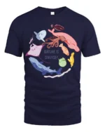 Cool Ocean Diversity Marine Life Circle Graphic Tee - navy t-shirt on white background