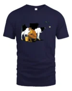Authentic Traditional Farmer Hand Milking Cow Udder Tee - navy t-shirt on white background