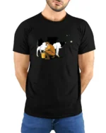 Authentic Traditional Farmer Hand Milking Cow Udder Tee - model wearing black tee with hands behind back