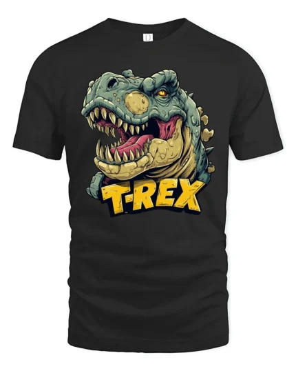 Cool Roaring Tyrannosaurus Rex Jurassic Legend Soft Tshirt - black t-shirt on white background