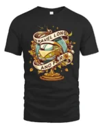 Vintage Travel Long And Far Van Globe Graphic Soft Tshirt - black t-shirt on white background