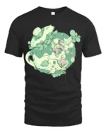Aesthetic Teacup Terrarium Nature Explorer Graphic Soft Tee - black t-shirt on white background