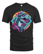 Cybernetic Mecha T Rex Dinosaur Retro Sci Fi Graphic Tee - black t-shirt on white background