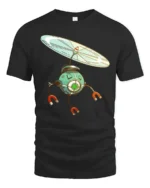 Hovering Magnetic Robot Eye Propeller Science Fiction Tshirt - black t-shirt on white background