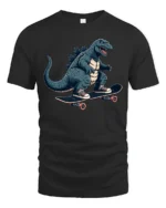 Radical Skater Kaiju Monster King Skateboard Soft Tshirt - black t-shirt on white background
