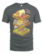 Surreal Isometric Office School Life Layers Graphic Tshirt - gray t-shirt on white background
