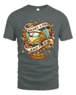 Vintage Travel Long And Far Van Globe Graphic Soft Tshirt - gray t-shirt on white background