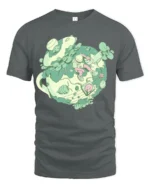 Aesthetic Teacup Terrarium Nature Explorer Graphic Soft Tee - gray t-shirt on white background