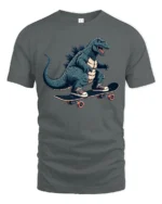 Radical Skater Kaiju Monster King Skateboard Soft Tshirt - gray t-shirt on white background