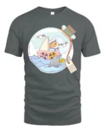 Whimsical Guinea Pig Sailor Narwhal Message Bottle Tshirt - gray t-shirt on white background