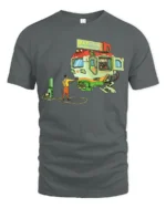 Futuristic Fast Food Mecha Mobile Diner Graphic Tshirt - gray t-shirt on white background