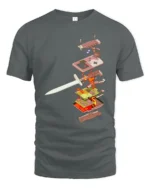 Epic Retro Handheld Console Sword Pierced Graphic Tshirt - gray t-shirt on white background