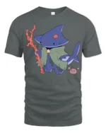 Funny Shark Sorcerer Deep Sea Magic Adventure Graphic Tshirt - gray t-shirt on white background