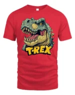 Cool Roaring Tyrannosaurus Rex Jurassic Legend Soft Tshirt - red t-shirt on white background