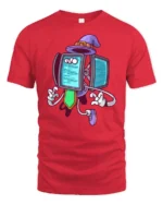 Coding Wizard Robot Purple Hat Programming Soft Tshirt - red t-shirt on white background