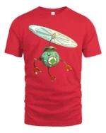 Hovering Magnetic Robot Eye Propeller Science Fiction Tshirt - red t-shirt on white background