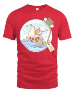 Whimsical Guinea Pig Sailor Narwhal Message Bottle Tshirt - red t-shirt on white background