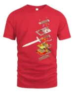 Epic Retro Handheld Console Sword Pierced Graphic Tshirt - red t-shirt on white background