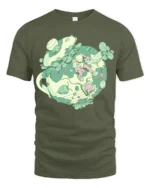 Aesthetic Teacup Terrarium Nature Explorer Graphic Soft Tee - military green t-shirt on white background