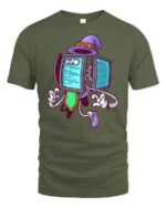 Coding Wizard Robot Purple Hat Programming Soft Tshirt - military green t-shirt on white background