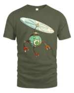 Hovering Magnetic Robot Eye Propeller Science Fiction Tshirt - military green t-shirt on white background