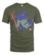 Funny Shark Sorcerer Deep Sea Magic Adventure Graphic Tshirt - military green t-shirt on white background