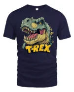 Cool Roaring Tyrannosaurus Rex Jurassic Legend Soft Tshirt - navy t-shirt on white background